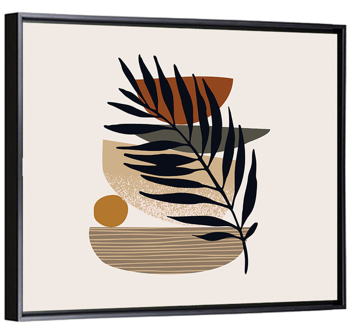 Balanced Palm Leaf Abstract Wall Art as a framed canvas