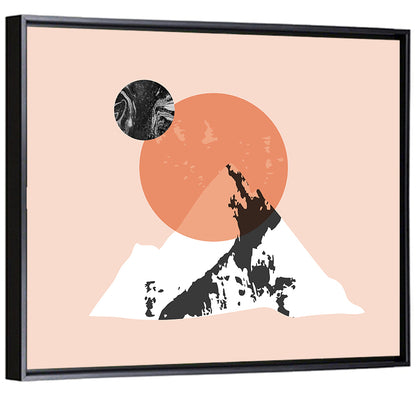 Abstract Mountain Sun and Moon Wall Art