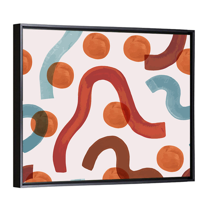 Playful Watercolor Worms Abstract Wall Art as a framed canvas