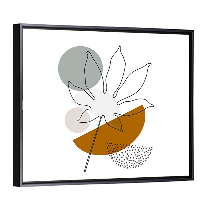 Palm Leaf with Circle Wall Art as a framed canvas