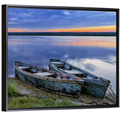 Chained Rowboats at Dusk Wall Art