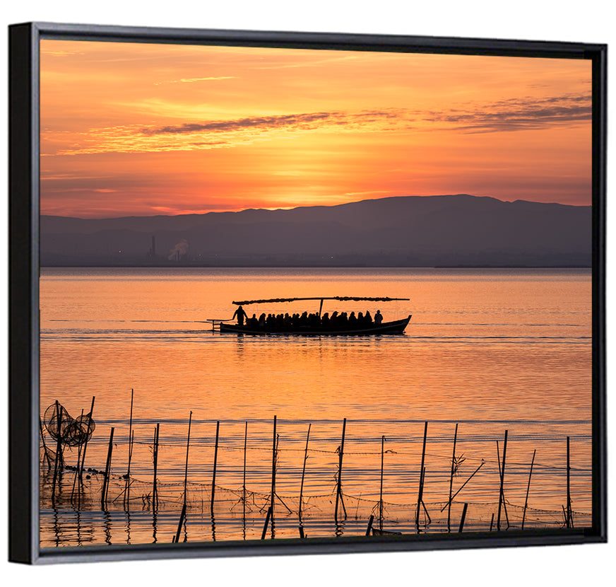 Albufera Sunrise Boat Silhouette Wall Art