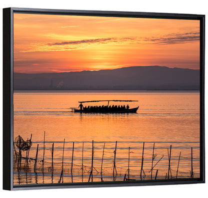 Albufera Sunrise Boat Silhouette Wall Art