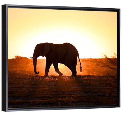 Golden Hour Elephant Silhouette Wall Art