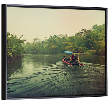 Misty Long-tail Boat on River Kwai Wall Art