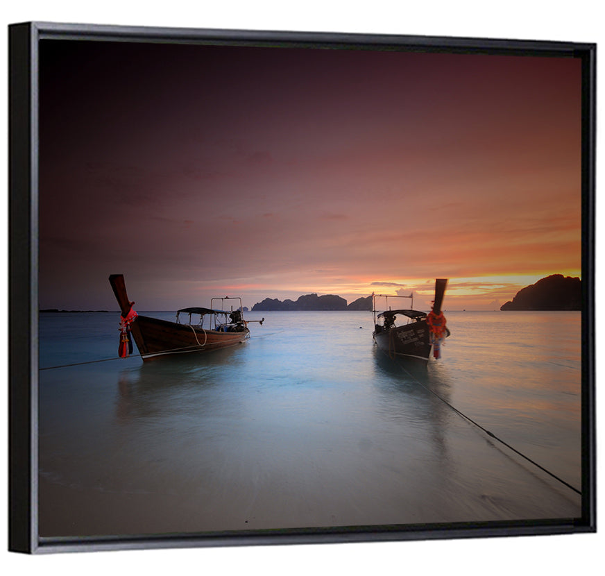 Phi Phi Longtail Boats at Golden Hour Wall Art