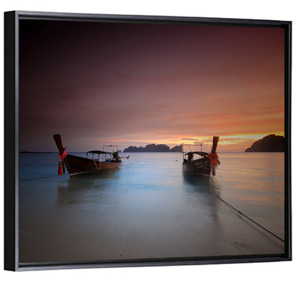 Phi Phi Longtail Boats at Golden Hour Wall Art