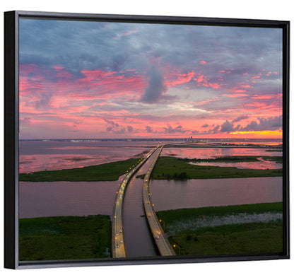 Mobile Bay Causeway at Dusk Wall Art