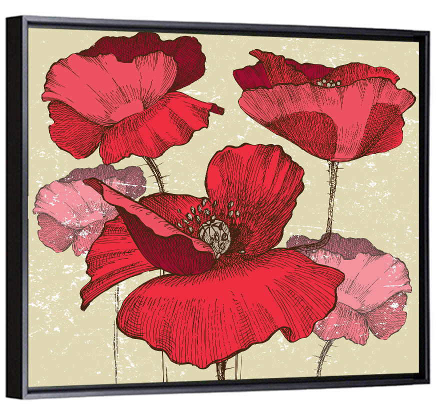 Vintage Poppy Illustration Wall Art
