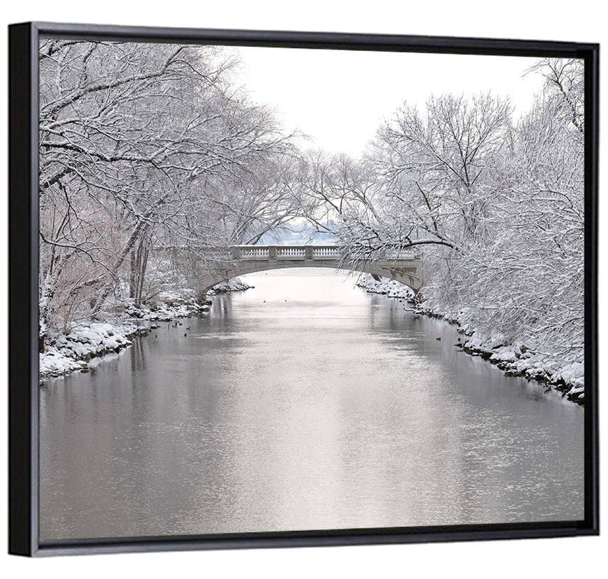 Yahara River Winter Stone Bridge Wall Art