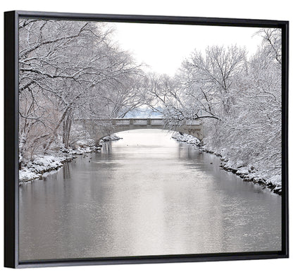 Yahara River Winter Stone Bridge Wall Art