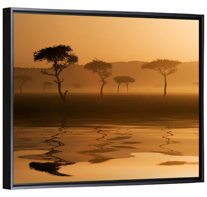 Savanna Sunset Acacia Silhouettes Wall Art