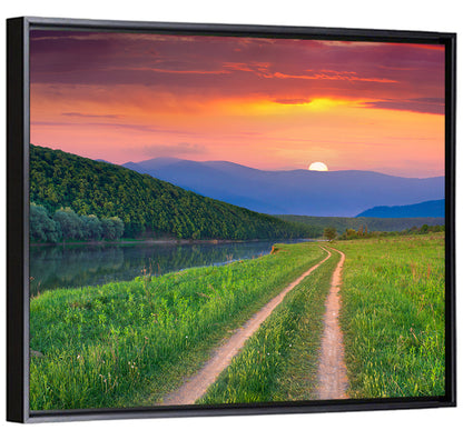 Sunset Path to Mountain Lake Wall Art