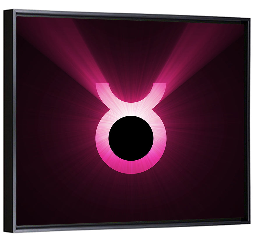 Glowing Pink Taurus Symbol Wall Art