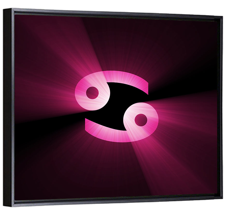 Glowing Pink Cancer Symbol Wall Art
