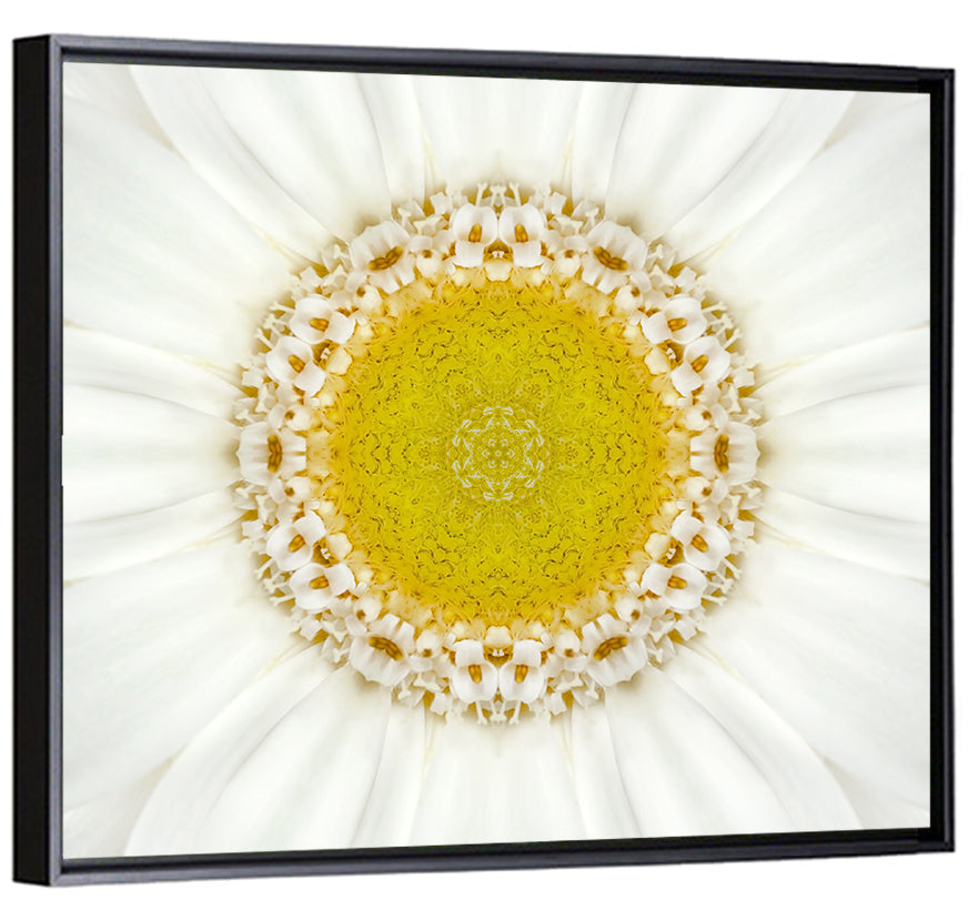 White Flower Mandala Kaleidoscope Wall Art