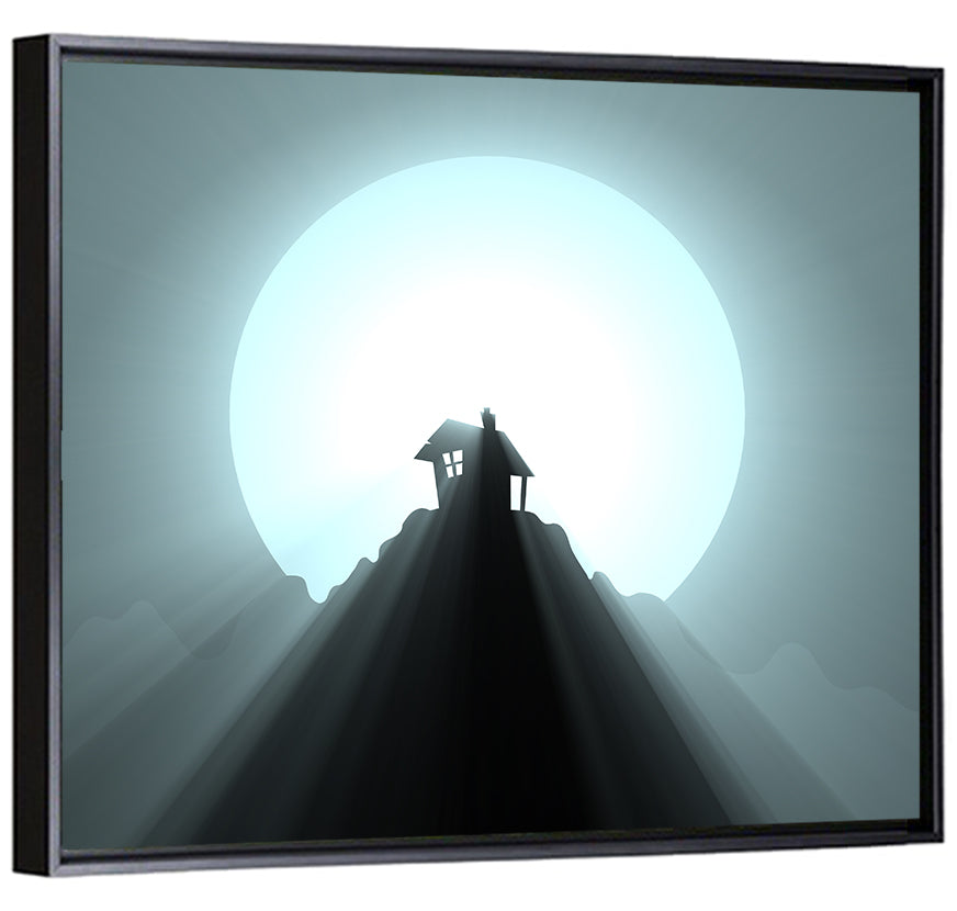 Moonlit Mountain Hut Wall Art