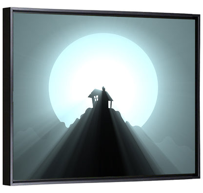 Moonlit Mountain Hut Wall Art