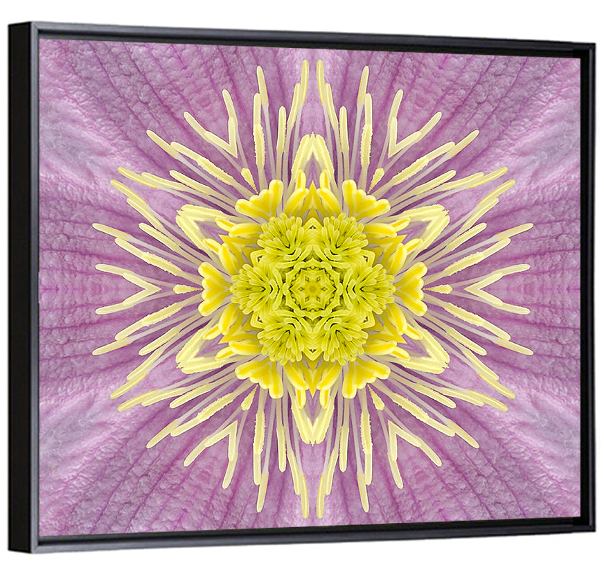 Kaleidoscopic Floral Mandala in Purple and Yellow Wall Art