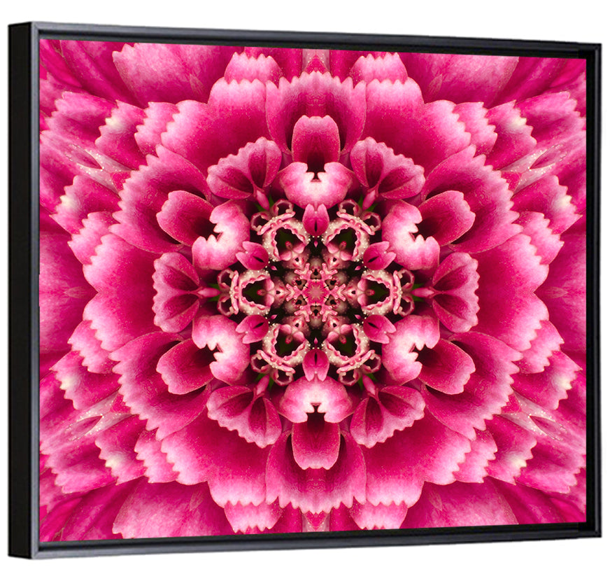 Kaleidoscopic Pink Chrysanthemum Mandala Wall Art