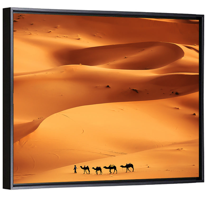 Desert Camel Caravan in Golden Dunes Wall Art