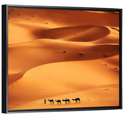 Desert Camel Caravan in Golden Dunes Wall Art