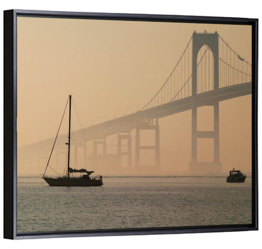 Newport Bridge in Golden Haze Wall Art