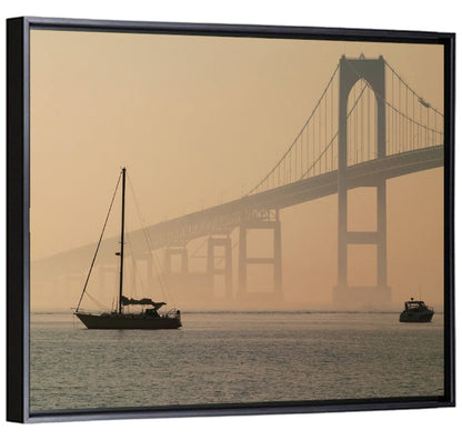 Newport Bridge in Golden Haze Wall Art