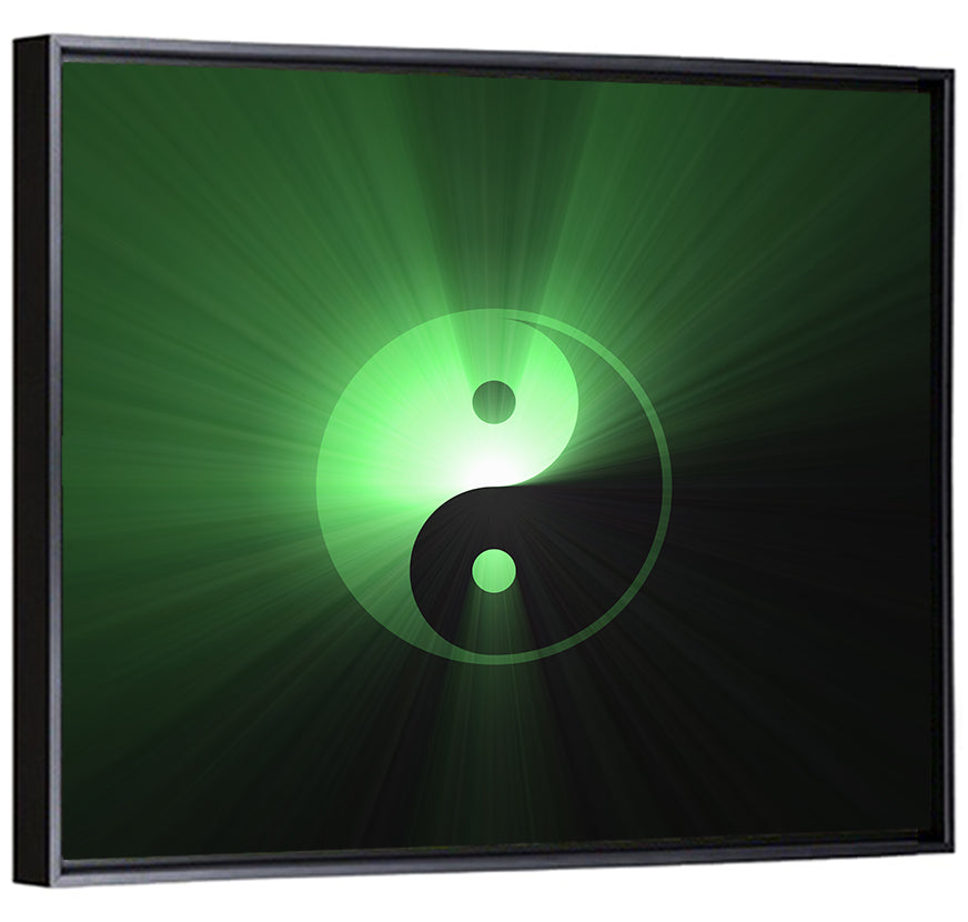 Green Glowing Yin Yang Wall Art