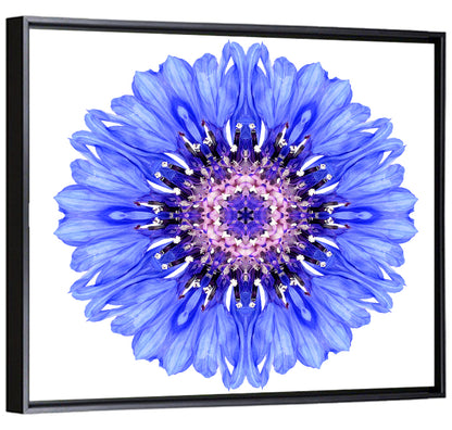Blue Cornflower Mandala Pattern Wall Art