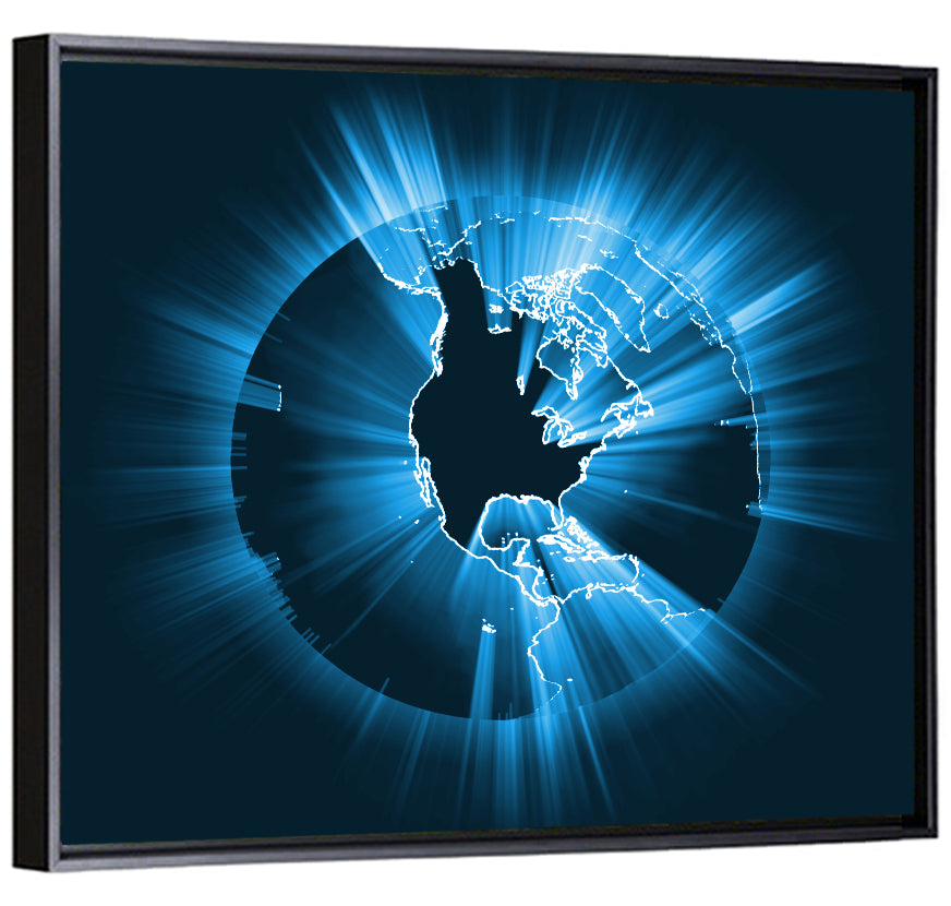 Glowing North America Globe Wall Art