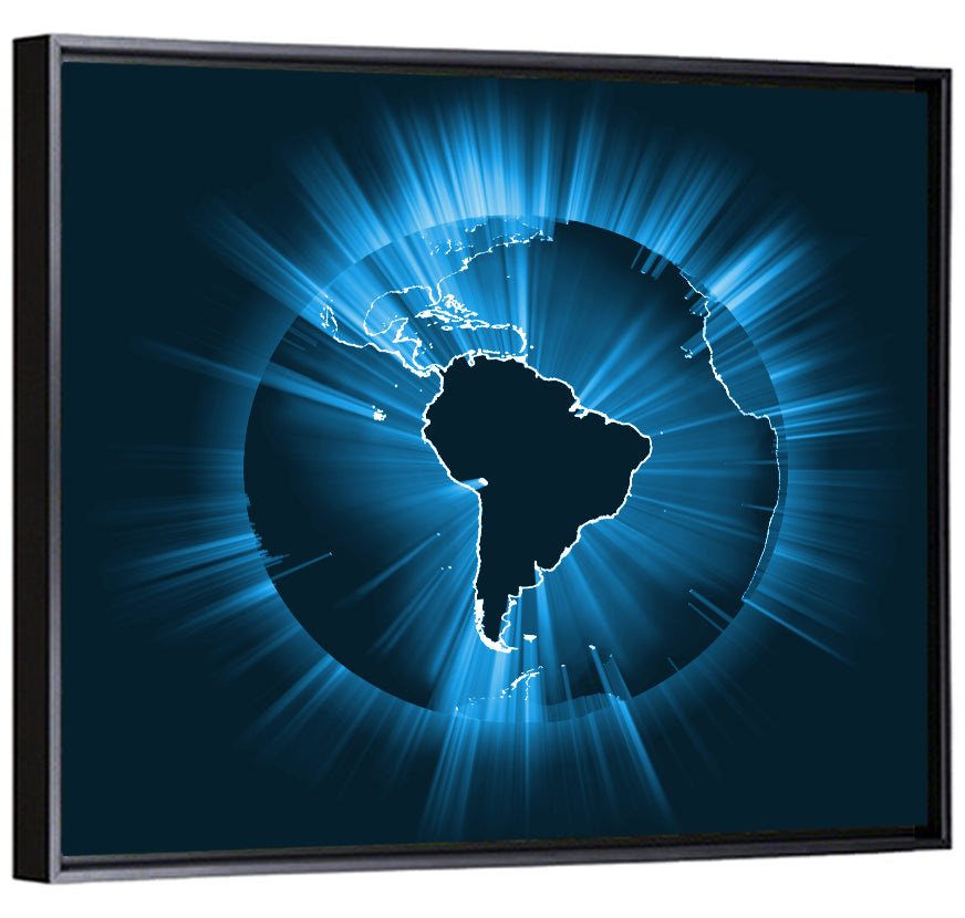 Glowing South America Map Wall Art