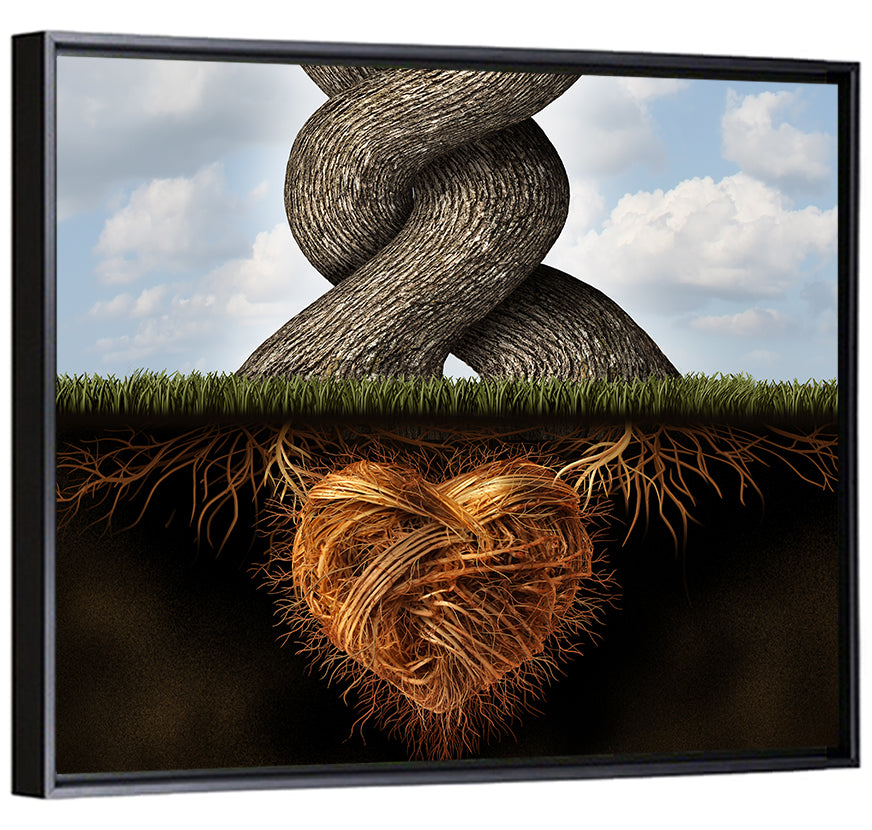 Intertwined Trees with Heart-shaped Roots Wall Art