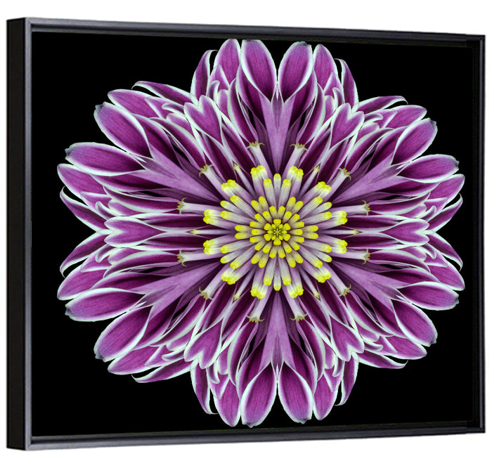 Kaleidoscopic Pink Floral Mandala Wall Art as a framed canvas