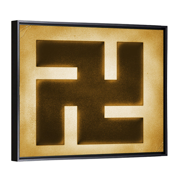 Buddhist Swastika Emblem Wall Art as a framed canvas
