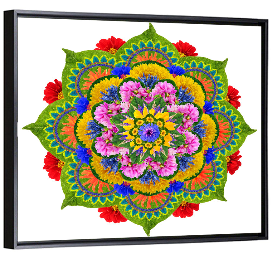 Vibrant Lotus Floral Mandala Wall Art