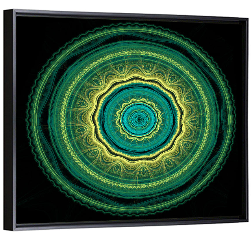Hypnotic Teal Glow Mandala Wall Art