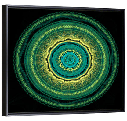 Hypnotic Teal Glow Mandala Wall Art