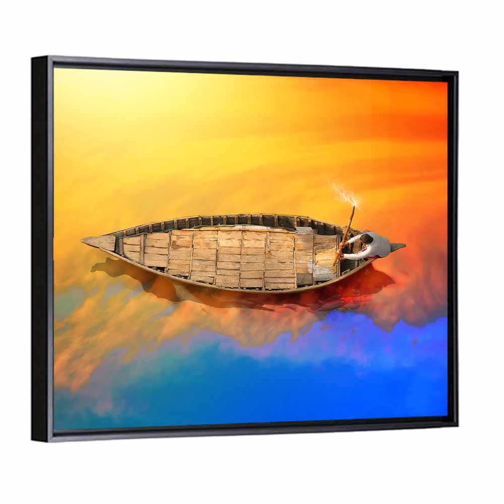 Sunset Rowboat from Above Wall Art