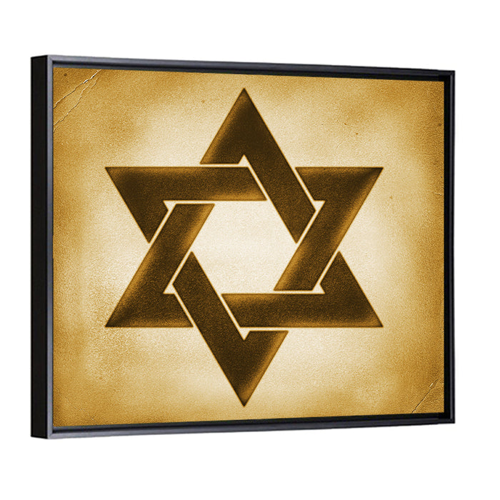 Vintage Brown Star of David Wall Art as a framed canvas