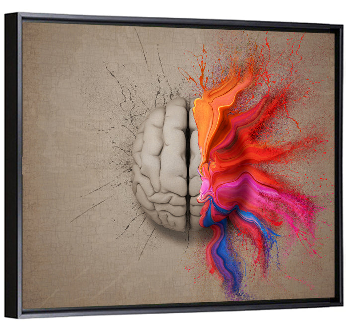 Creative Brain Duality Illustration Wall Art as a framed canvas