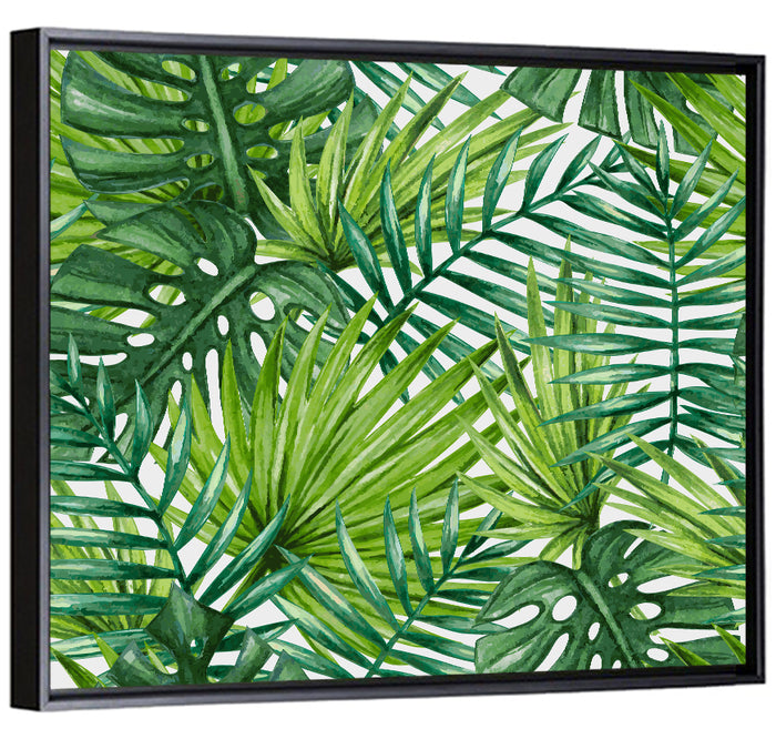 Palm Leaves Pattern Ii Wall Art as a framed canvas