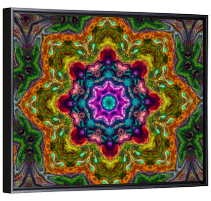 Vibrant Kaleidoscopic Mandala Ornament Wall Art