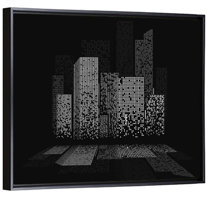 City Lights Abstract Wall Art as a framed canvas