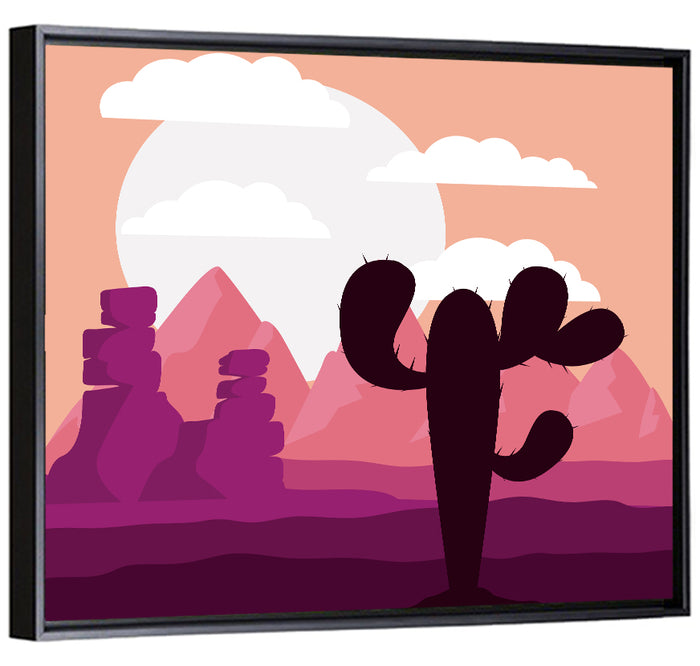 Saguaro Sunset Wall Art as a framed canvas
