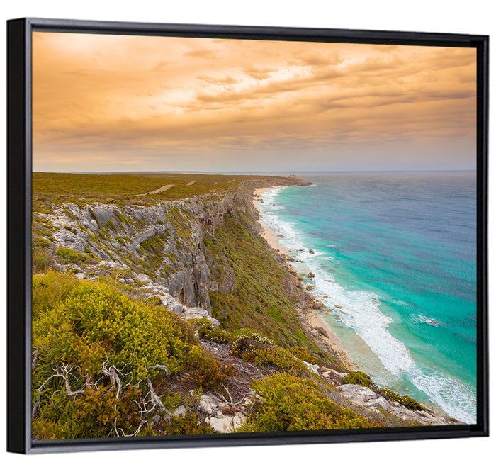 Kangaroo Island Turquoise Cliff Coast Wall Art as a framed canvas