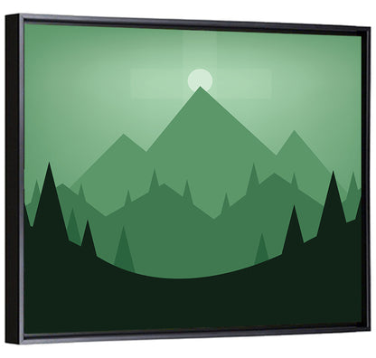 Geometric Mountain Sunset Illustration Wall Art