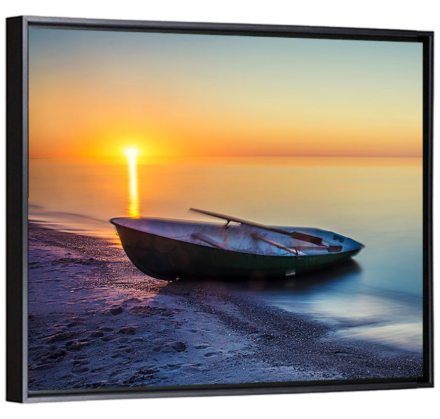 Rowboat Sunrise Seascape Wall Art