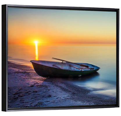 Rowboat Sunrise Seascape Wall Art