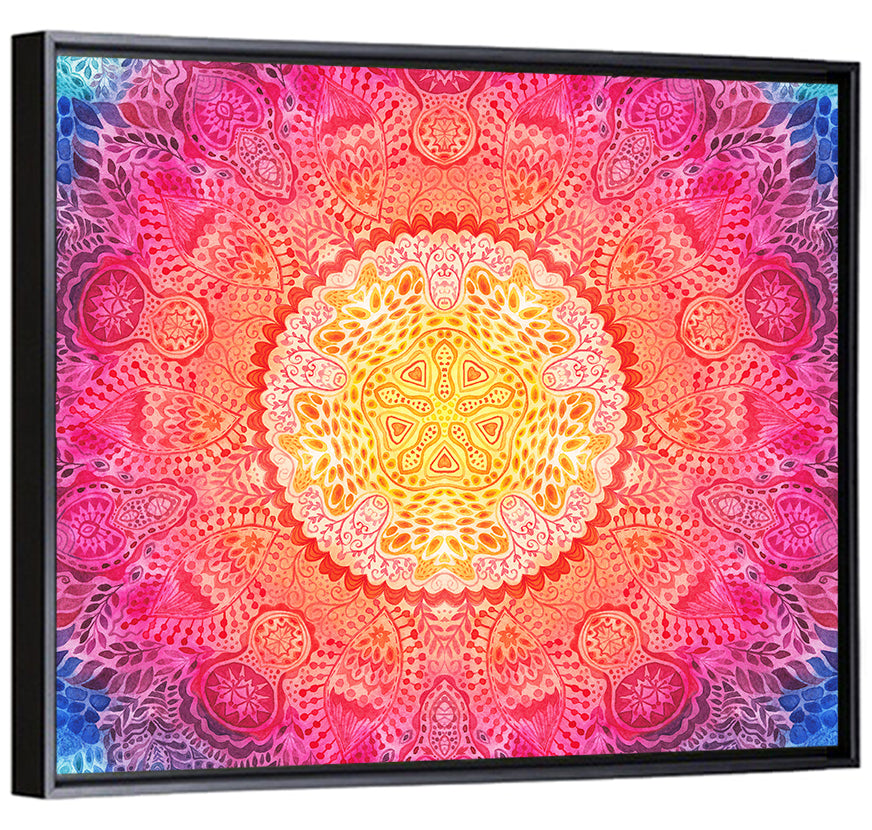 Watercolor Lace Mandala in Pink and Gold Wall Art